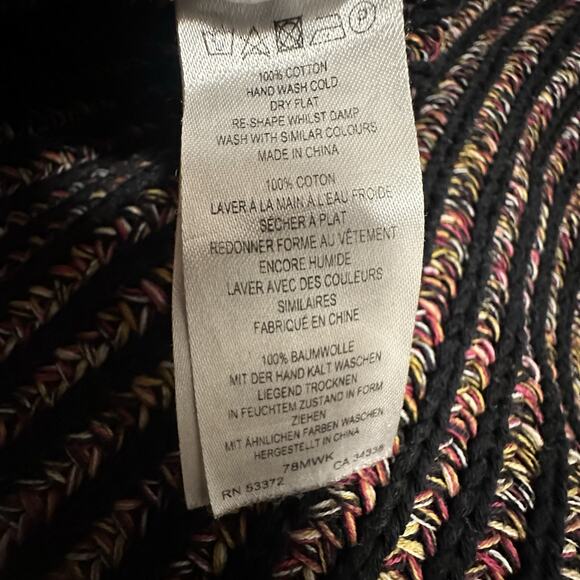 French Connection Women L Sweater 100% Cotton Boatneck Black Multi Pullover - Picture 8 of 10